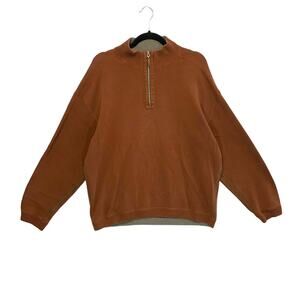 Tommy Bahama 1/4 Zip Pullover Cotton Long Sleeve Sweater Men's L Rust Timeless